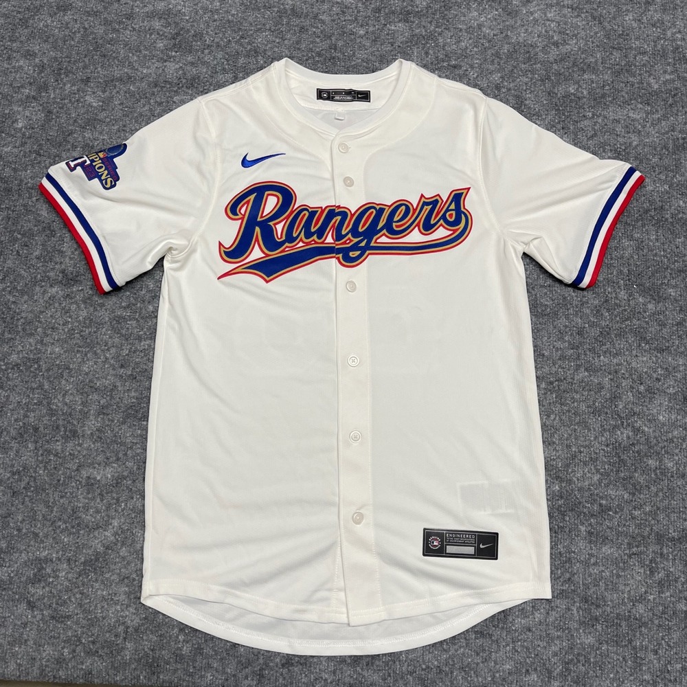 Texas Rangers Jersey Mens Small White #28 Jonah Heim 2023 World Series Champions